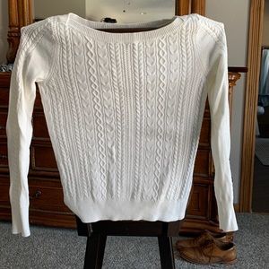 WHBM ecru cable knit sweater
